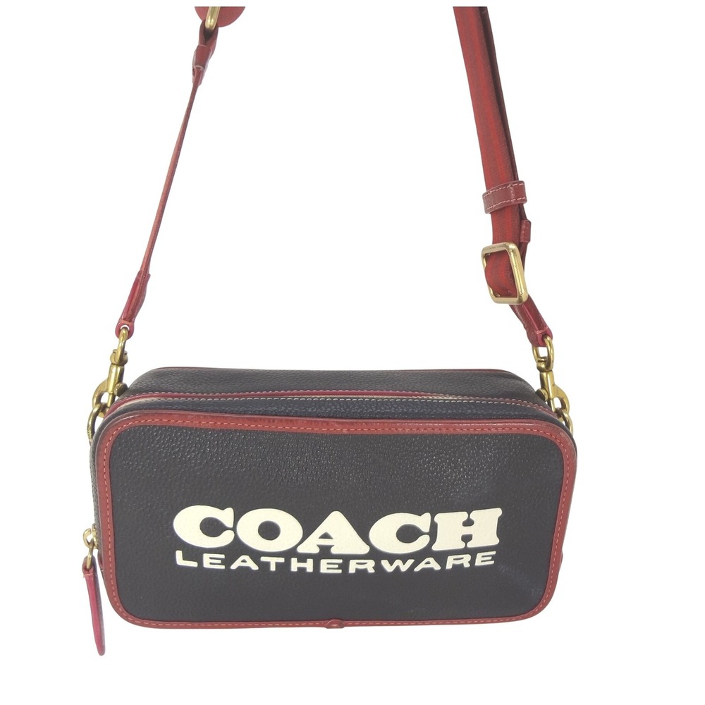 Coach Crossbody Bag Black Red Excellent Leatherware Camera Bag